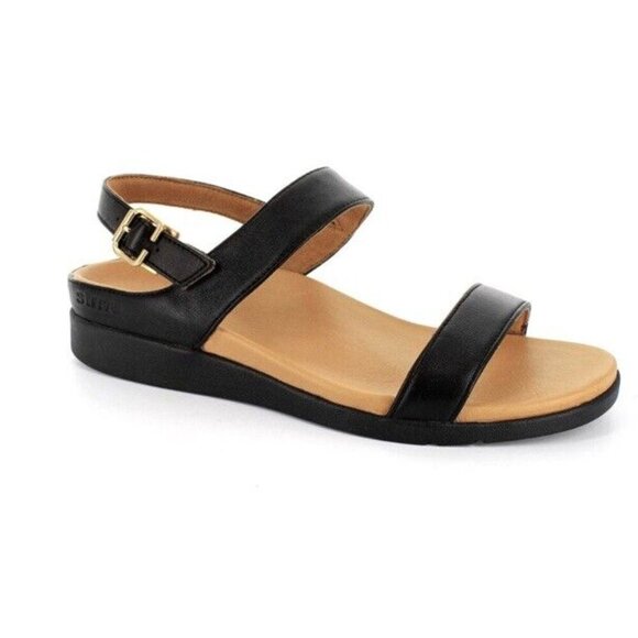 Strive Sandal Womens 9.5-10 Black Leather Arch Support New - Picture 2 of 8
